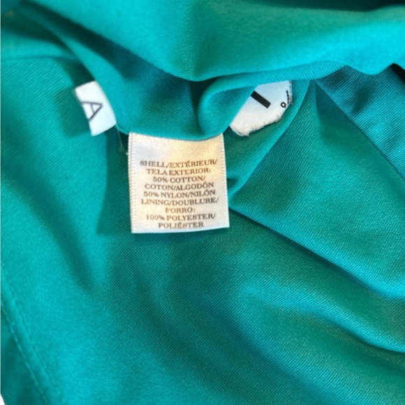 Ann Taylor Shirt Womens 12 Green Lace Blouse Turquoise Floral Peplum Cap Sleeve. - Picture 8 of 15